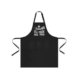 Dinghaole BBQ Apron for Men, BBQ Apron Cotton Funny Kitchen Apron, Cooking Apron Men, Gift for Dad, Dad for Birthday, Christmas, black