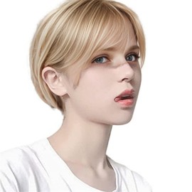 Railanna Short Wig, Men's Full Wig, Wig, Unisex, Easy, Arrangement, Photography, Net Included (Blonde)