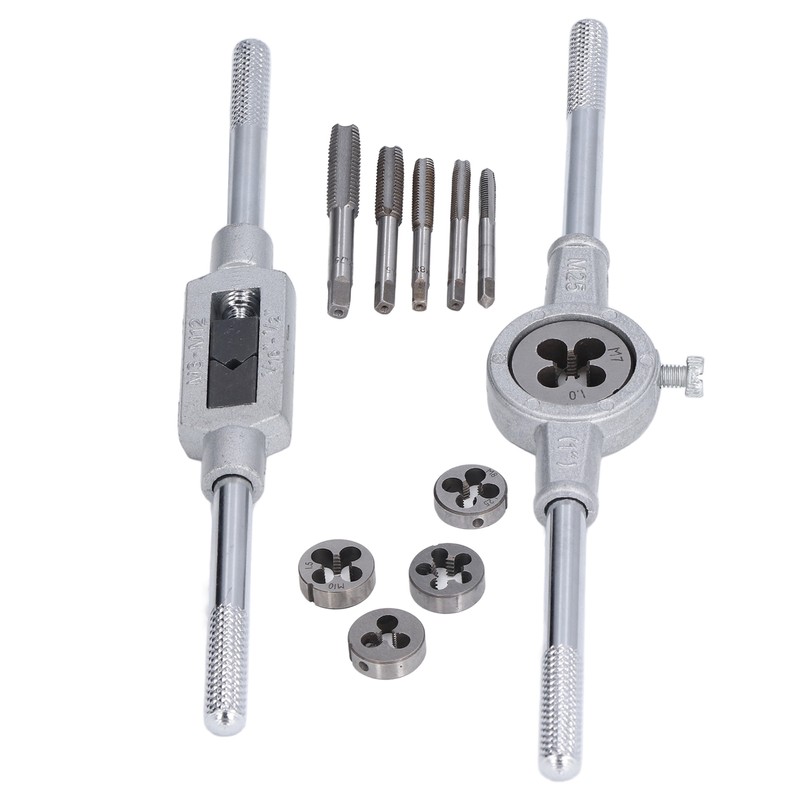 12Pcs Drill Tap Die Wrench Manual Thread Tapping Tool Set