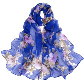 FAIRYGATE Schal Damen Blau Stola Damen Festlich Frauen Seidenschal Elegante Leichte Lange Verlaufsfarben Seidenschal Anti Allergie Tuch Sonnenschutz Chiffon Schal A4914