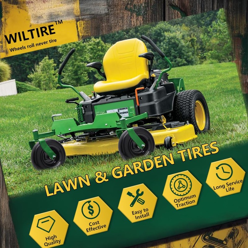Wiltire 11x4.00-5 Flat Free Tire and Wheel (2 Pack),Universal 11x4-5