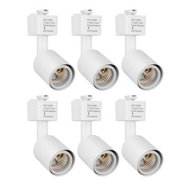 mirrea J Type Track Lighting Head to E26 Medium Screw Base Adapter Light Direction Adjustable Pack of 6 (White)