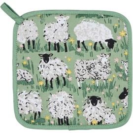 Ulster Weavers - Green Sheep Pot Mat/Pot Holder (21 x 21cm) - 100% Cotton - Cotton Trivet with Sheep - Farm Animals Pot Mat - For Hot Pan Mat - Trivets for Hot Pans - Kitchen Accessories/Sheep Gifts