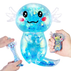 Blue Axolotl Squishy Ball Squeeze Toys for Kids, Axolotl Sugar Squeeze Fidget Balls Stress Relief Toys for Adults, Surprise Gift for Girls, Boys, Classroom Prizes, Easter Basket Stuffers