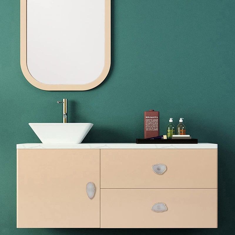 KYEYGWO Pack of 4 Irregular Agate Slices Furniture Knobs, Polished