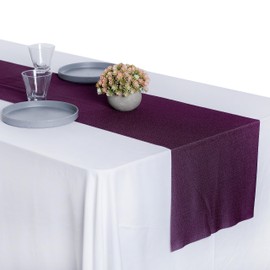 MDS Pack of 30 Wedding 12 x 108 inches Chiffon Table Runner for Wedding, Decorations for Birthday Parties, Banquets, Graduations, Engagements, Runners fit Rectangle, Round Table - Eggplant