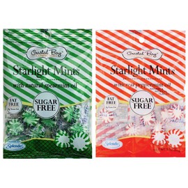 Coastal Bay Confections 1 (3 oz.) Each Sugar Free Bag Starlight Mints With Natural Spearmint Oil and Starlight Mints with Real Peppermint Oil | Holiday Green and Red Candy Variety Mix