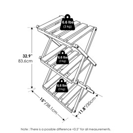 Furinno Tioman Outdoor Toolless Multipurpose Folding Display Shelf, Plant Stand, Side Table, 3-Tier, Natural