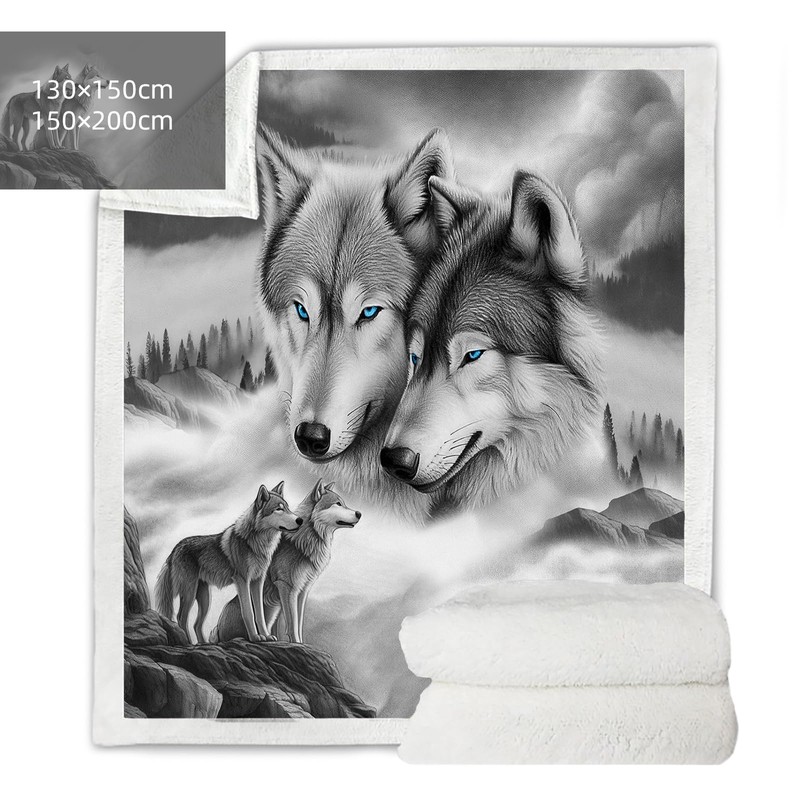 Wolf Blanket Winter Wolf Bed Blanket Fluffy Fleece Bed Throws