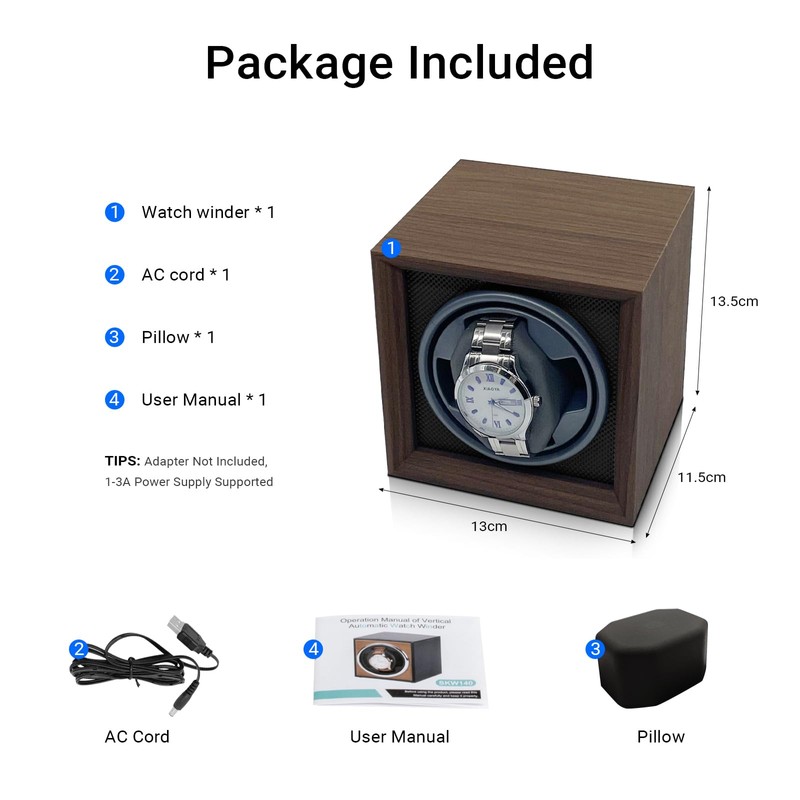 LIAN Automatic Single Watch Winder with Japanese Mabuchi Quiet Motor