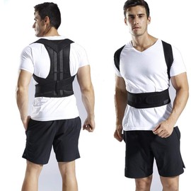 QSFH Adjustable Adult Corset Back Posture Corrector Spine Support Belt for Shoulder Lumbar Brace Improve Posture Posture Correction for Men WomenBlack-L