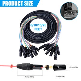 BESCOOS Toronce 8 Channel Professional Multi-Media Snake Cable 8 Pairs Male to Female 3 Pin XLR Balanced Audio Extension Cable (15Feet)