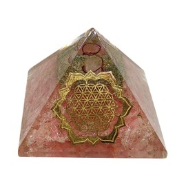 Sharvgun 70MM Rose Quartz Orgone Energy Pyramid Protection Meditation Crystal Pyramid