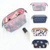 Cosmetic Makeup Pouch Case Inner Bag Toiletry Bag Travel Navy Flower 5ea