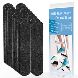 Astfys Anti Slip Tape, 16pcs Non Slip Pre-Cut Strips, Treads Safety Non Skid Adhesive Strips for Ladder, Step Stool and Stair (2" x 12", Black)
