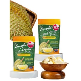 LUNGCHA Freeze Dried Durian Pure Premium King of Thai fruit, Real Fruit Snack, Natural, no sugar and no presevative added 1.75 Oz./Bag (2)