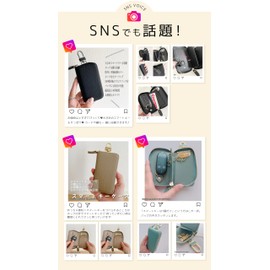 QUARE 5 Rows Genuine Leather Smart Key Case, Card Case, Men's, Women's, Keychain, Car, Motorcycle, Key Chain, Large Capacity, Black