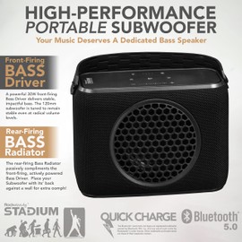 Rocksteady Stadium Portable Bluetooth Subwoofer - Up to 100 Foot Range - Up to 30 Hour Battery Life | 1 Subwoofer
