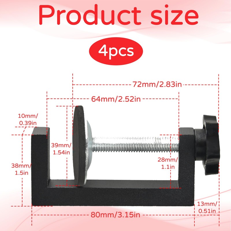Pack of 4 G Clamp Kit, Small Screw Clamp, 10-57