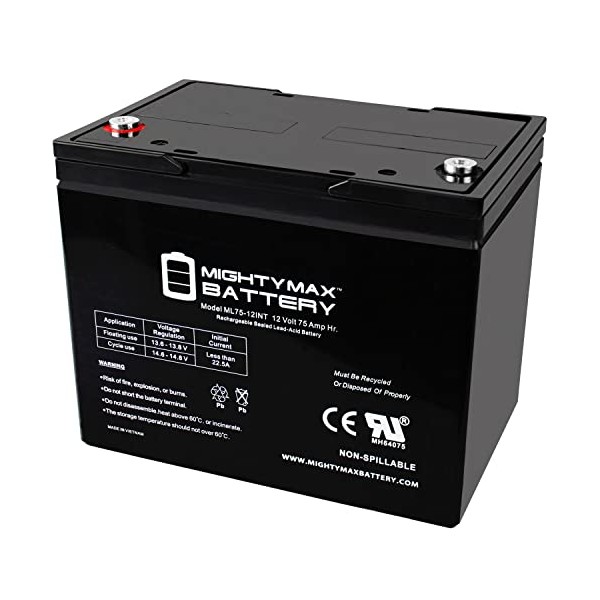 12V 75Ah Internal Thread Battery for Pride BAT1004 UB-24 - Mighty Max Battery Brand Product