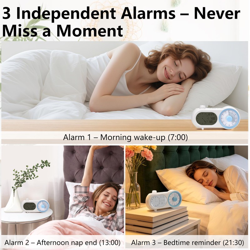 Lumuasky Digital Alarm Clock Visual Timer Silent Night Light with