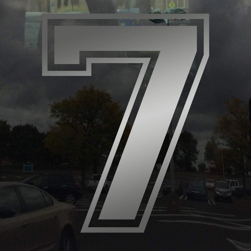 Applicable Pun Varsity Number 7 - Vinyl Decal - Silver