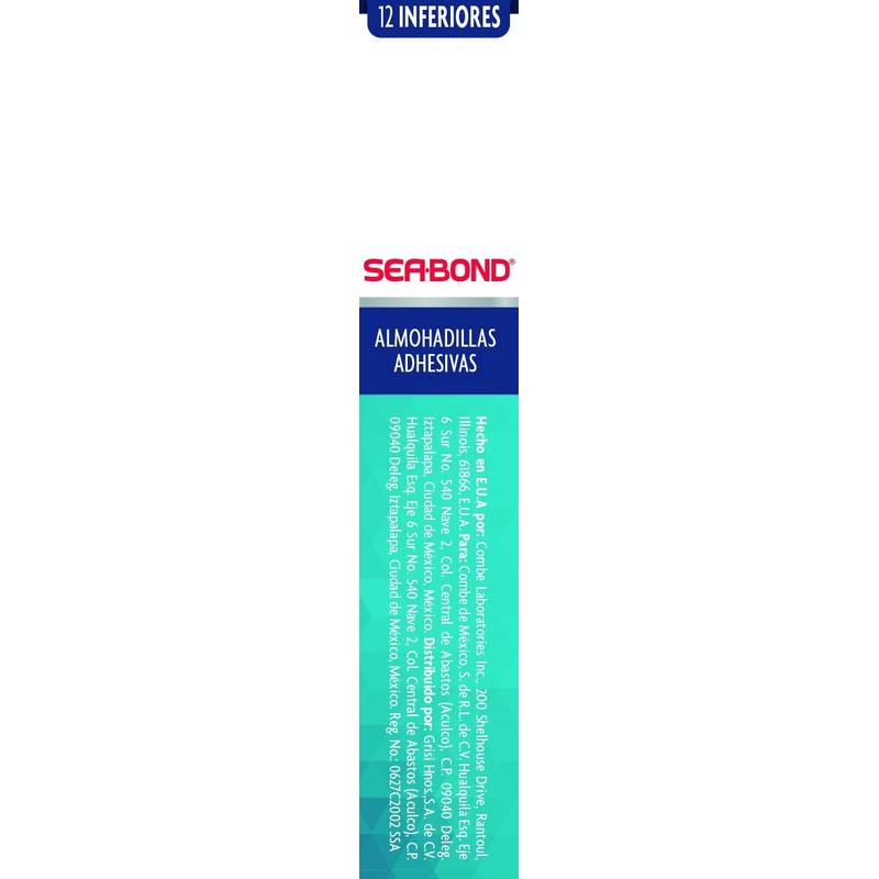 Sea-Bond Almohadillas Adhesivas para Denturas Postizas Inferiores 12 Piezas