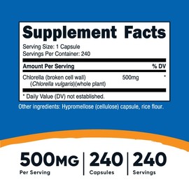 Nutricost Chlorella Capsules (3 Bottles) 500mg, 240 Capsules