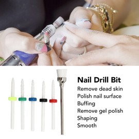 LUCKDANO 6pcs Nail Drill Bit Set Professional Home Salon Ceramic Cuticle Remover Bits Acrylic Nail Art Tools for Manicure Pedicure Home Salon