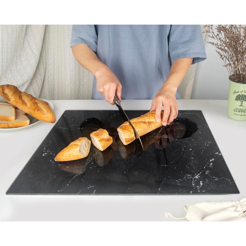 Kitchenville Glass Cutting Board 20”x16”: Tempered Glass Kitchen Counter Protector