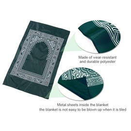Abiyou 1 Piece Prayer Mat, Musilm Prayer Mat, Polyester Prayer Rug, Portable Travel Prayer Mat, Travel Prayer Rug with Compass, for Muslim Prayer, Ramadan(Green)