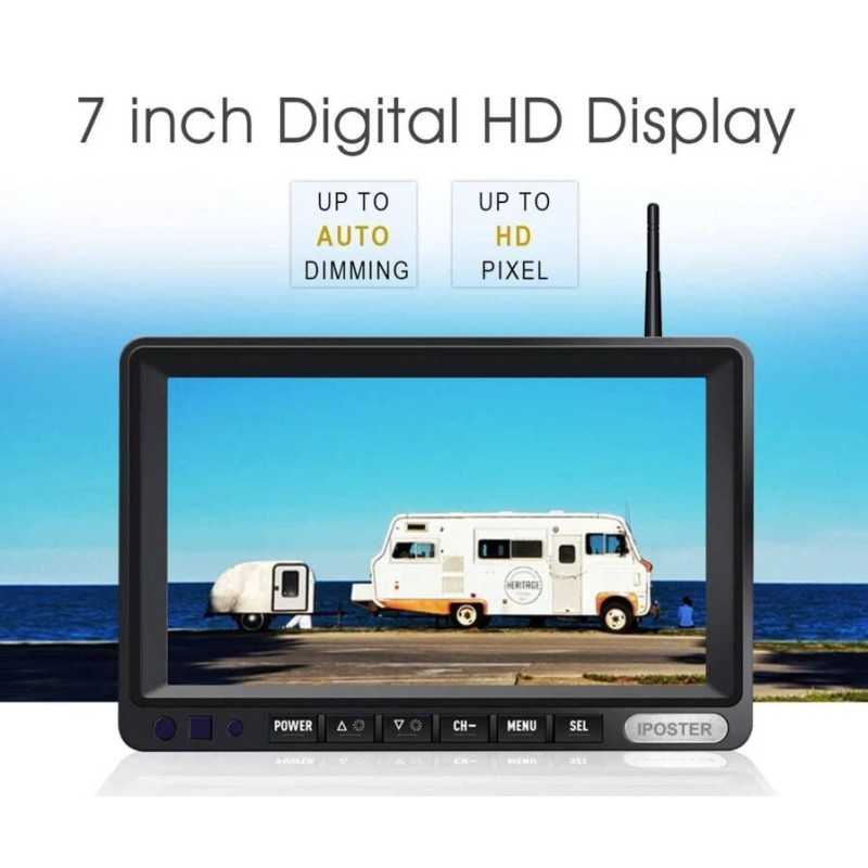 iPoster Digital Wireless Backup Camera 7" Monitor Rear View System
