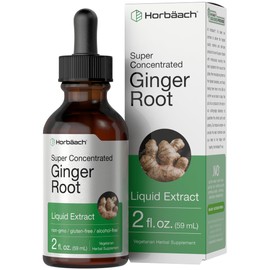Horbäach Ginger Root Extract Liquid | 2 oz | Alcohol Free Supplement | Super Concentrated | Vegetarian, Non-GMO, Gluten Free