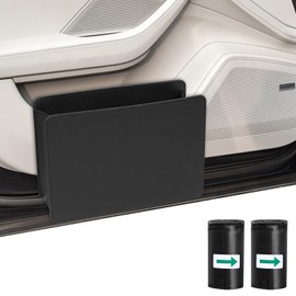 Realjoy Car Bin Small with 100 Pieces Rubbish Bags, Car Rubbish Liner, Foldable Car Rubbish Bin, Rubbish Bin for Car, Leather Car Waste Container, Multi-Purpose Car Boot Organiser, Car Accessories