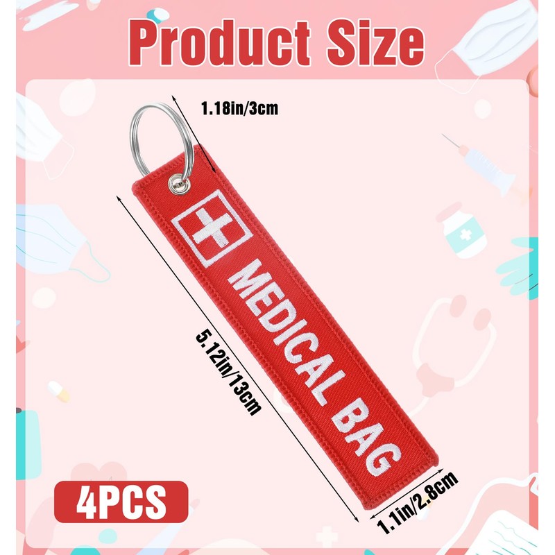 4 Pcs Medical Bag Tag, Double-Sided Medical Equipment Luggage Tag