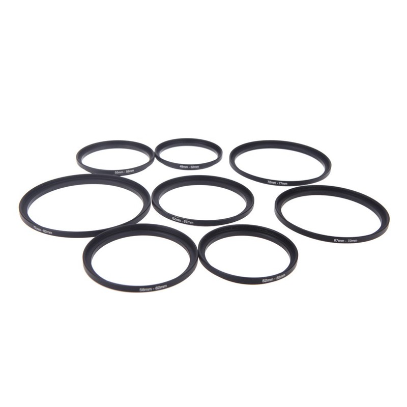 Snsowed 8pcs Step Up Ring Adapter 49-52-55-58-62-67-72-77-82mm 49mm 82mm Filter