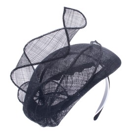 Lawliet Teardrop Womens Sinamay Fascinator Tam Beret Casque Cocktail Bridal Hat T442 (Black)