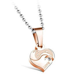 Uloveido Women's Charm Titanium I Love You Necklace Love Heart Puzzle Matching Necklace Birthday Gifts Ideas for her SN922-WOMEN