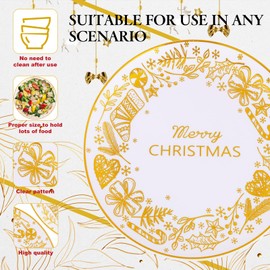 Ciaell 175 PCS Christmas Plates Disposable - Christmas Plastic Plates - Gold Christmas Dinnerware Set for 25 Guests Include 50 Gold Plates, 75 Silverware, 25Cups, 25Napkins for Xmas Party