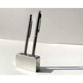 METALIST Metal Pen Stand, Slim Type, Stylish, Rustproof, Metal, Glossy, Beautiful, For 2 Pen Holder, Office, Reception, Desk, Made in Japan