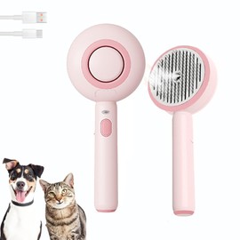 Cat Brush for Indoor Cat Steam Brush for Shedding Spritz Defur Comb for Cats Steam Cat Brush for Long Short Hair Cat Dog Pet Steam Brush for Cats Massage Grooming Self-Cleaning (Pink)