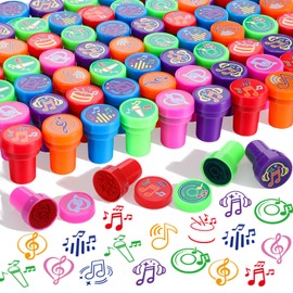 Yexiya 100 Pcs Music Party Stamps for Self Ink Favors Stampers, Colorful Reward Stamper Fillers Bulk for Card Making, Journals, DIY Crafts, Prize, Party Favors