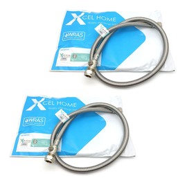 2X WRAS Approved 900mm 15mm Compression with Isolation Valve x 1/2" Flexible Pipe Connector Stainless Steel Braided