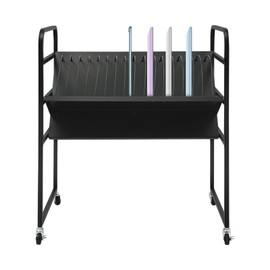 16-Position Laptop and Tablet Open Charging Station, Mobile Storage Cart, Tablet Mobile Charging Cart with Wheels for Schools, Offices, Web Studios(Black)