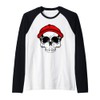 Cool skull with hat, red cap Raglan Baseball Tee