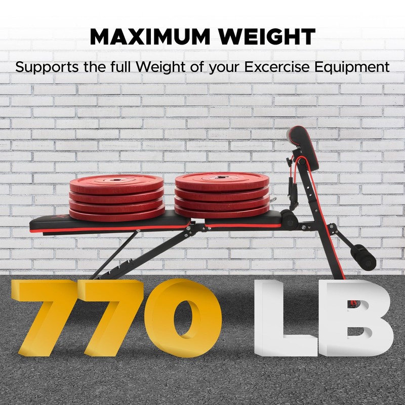 X-RUSH Multi-functional folding weight bench, adjustable weight bench, with 7