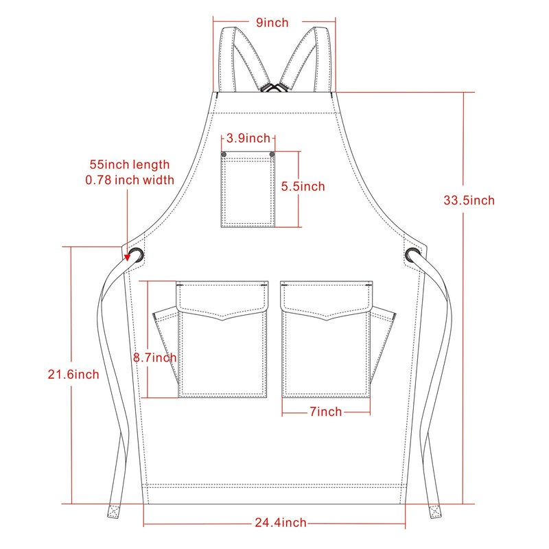 Jeanerlor - Denim Tool Shop Apron with 5 Pockets for