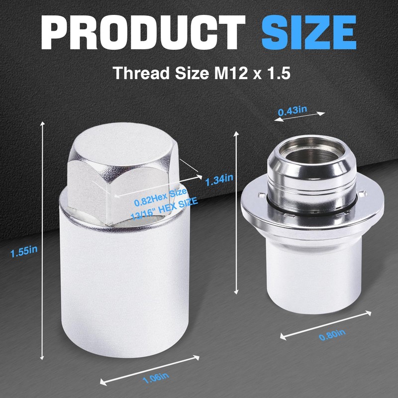 FOMIUZY Wheel Lock Lug Nut Set M12 x 1.5 Anti
