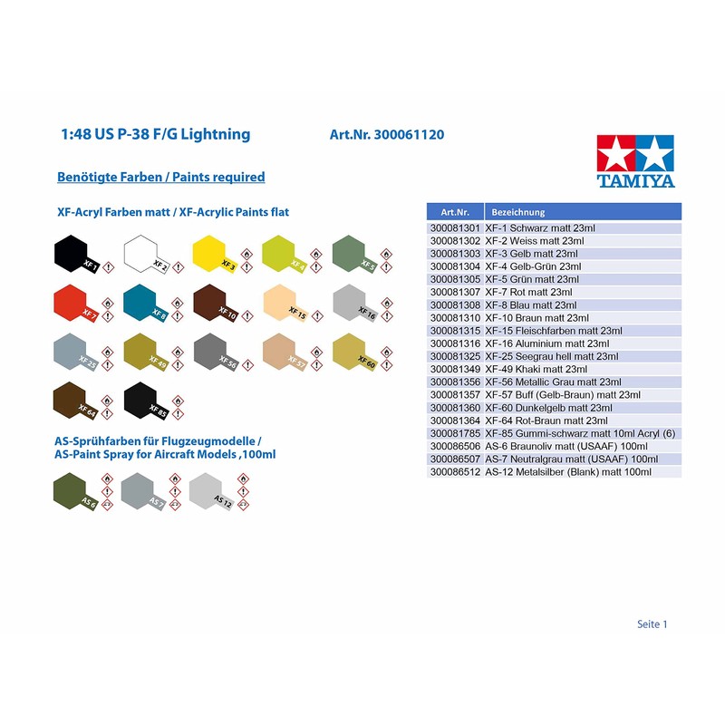 TAMIYA USA TAM61120 1/48 Lockheed P-38 F/G Lightning
