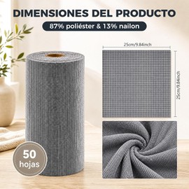 Rollos de Toallas de Microfibra YPZG Towel roll‑Grey‑MX 50 pzas 25 × 25 cm – Súper absorbente